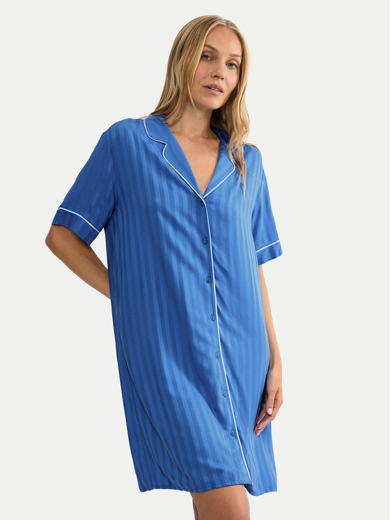 Triumph Koszula nocna Amourette Jacquard 10227274 Niebieski Relaxed Fit