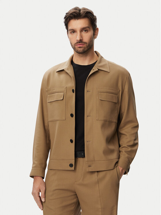 HUGO Kurtka koszulowa Juliano243F1 50555258 Beżowy Slim Fit