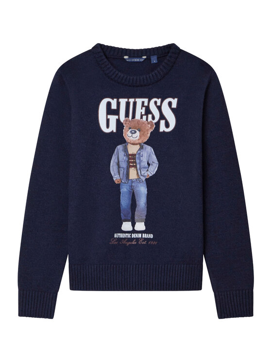 Guess Sweter L6RR04 Z2ZK2 Granatowy Regular Fit
