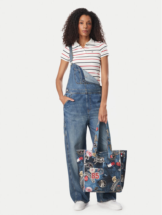 Tommy Jeans Torebka Tjw Bodega Trompe L'Oeil Tote AW0AW19304 Granatowy