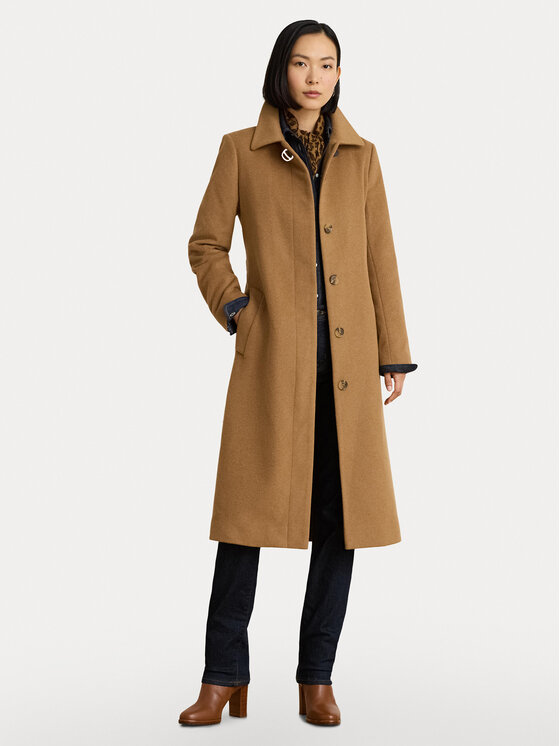 LAUREN RALPH LAUREN Płaszcz wełniany 297P23444001 Brązowy jasny Regular Fit