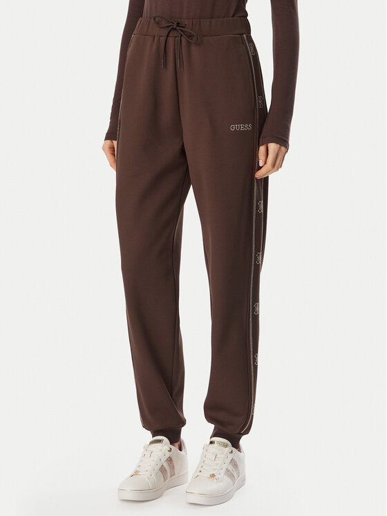 Guess Spodnie dresowe V5BB23 KCX22 Brązowy Regular Fit