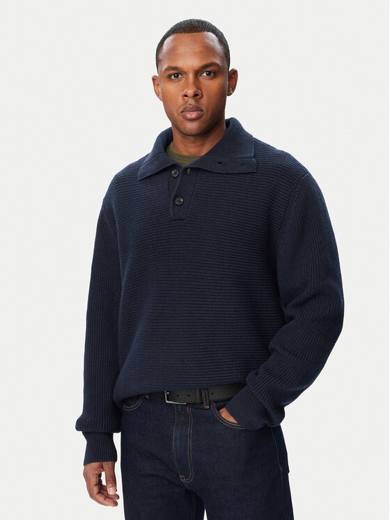 Calvin Klein Sweter LV04LH311G Granatowy Regular Fit