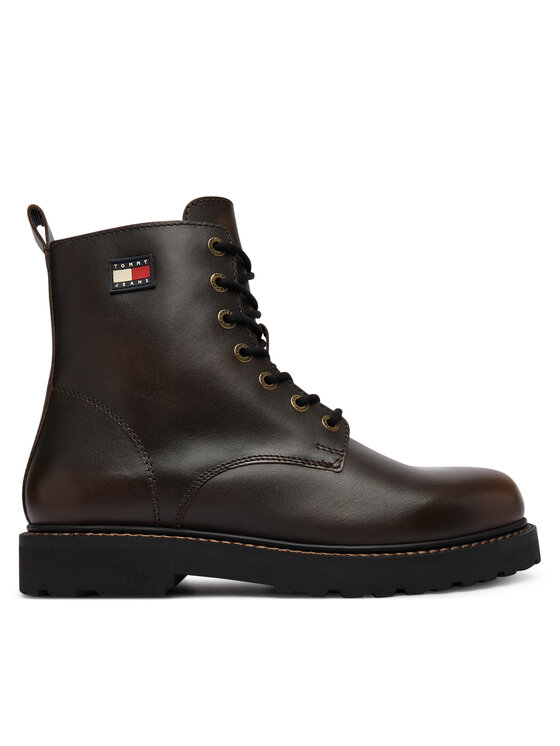 Tommy Jeans Trapery Archive '01 Brushed Leather EM0EM01787 Brązowy ciemny