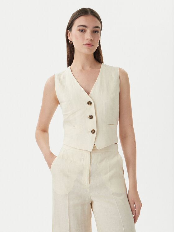 Marella Kamizelka garniturowa Emme by Marella Veranda 2615151032 Kremowy Regular Fit