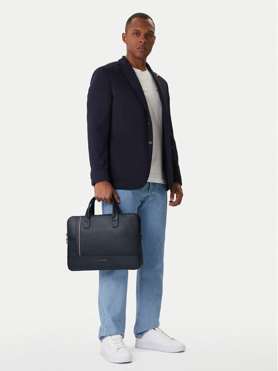 Tommy Hilfiger Torba na laptopa Th Central Slim Computer Bag AM0AM13631 Granatowy