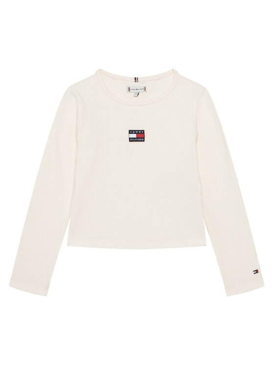Tommy Hilfiger Bluzka KG0KG09065 S Écru Regular Fit