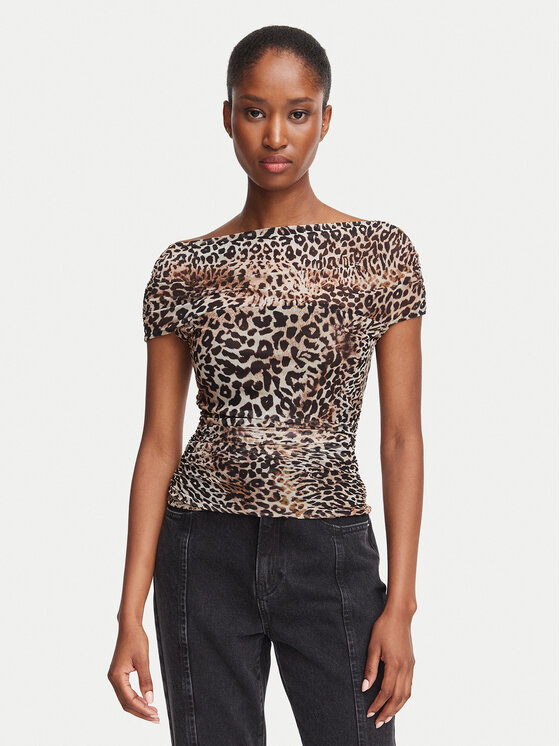 Guess Bluzka W6BP45 K6608 Brązowy Regular Fit