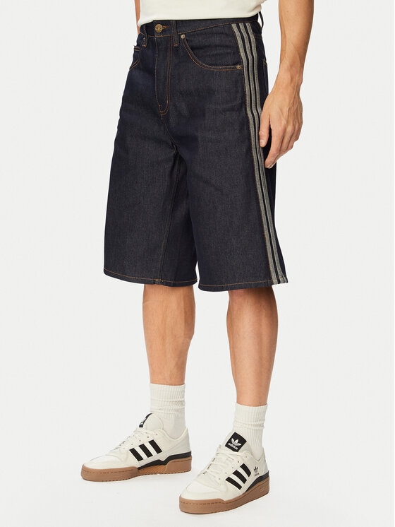 adidas Szorty jeansowe Firebird Adicolor Jorts Mid-Rise KS6882 Granatowy Regular Fit