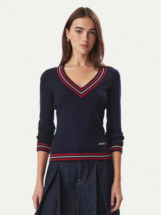 Guess Sweter W6BR89 Z2276 Granatowy Regular Fit