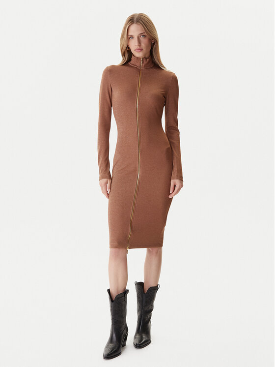 Just Cavalli Sukienka codzienna 79PAO905 J0251 Brązowy Slim Fit