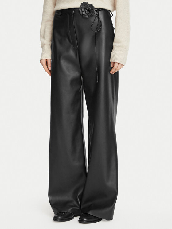 HUGO Spodnie z imitacji skóry Hasmina-2 50571450 Czarny Regular Fit
