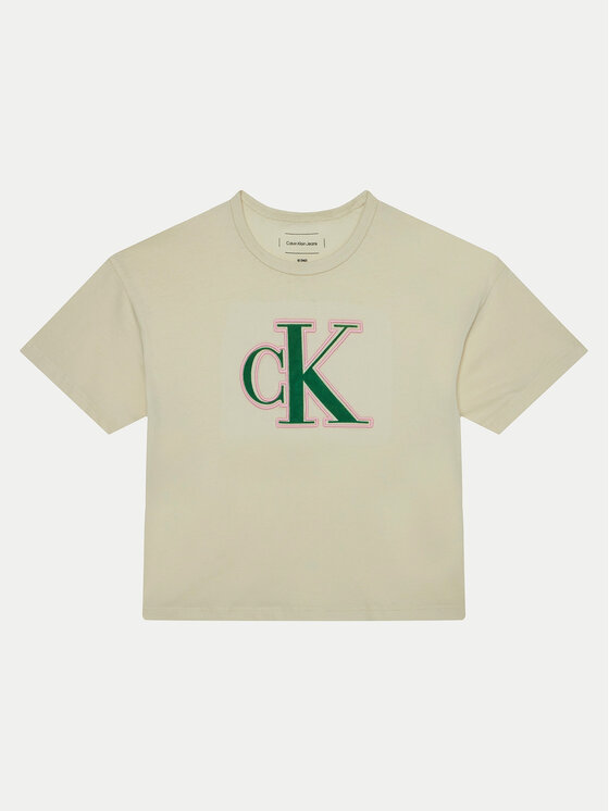 Calvin Klein Jeans T-Shirt IG0IG02806 Écru Boxy Fit