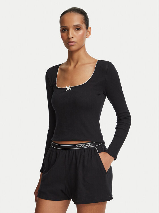 KARL LAGERFELD Piżama B4W45017 Czarny Regular Fit