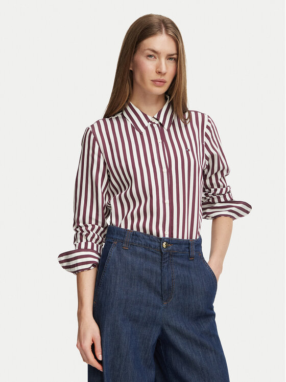 Tommy Hilfiger Koszula Fliud WW0WW52927 Bordowy Regular Fit