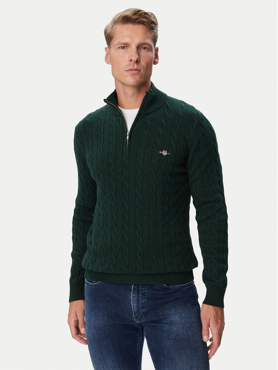 Gant Sweter 8050603 Zielony ciemny Regular Fit