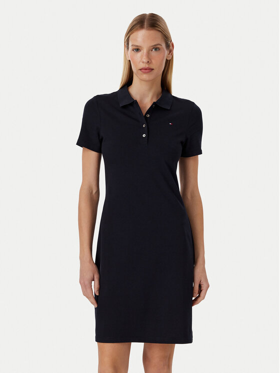 Tommy Hilfiger Sukienka codzienna 1985 Slim Pique Polo Dress Ss WW0WW42048 Granatowy Slim Fit