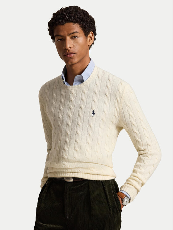 Polo Ralph Lauren Sweter 710876762010 Kremowy Regular Fit