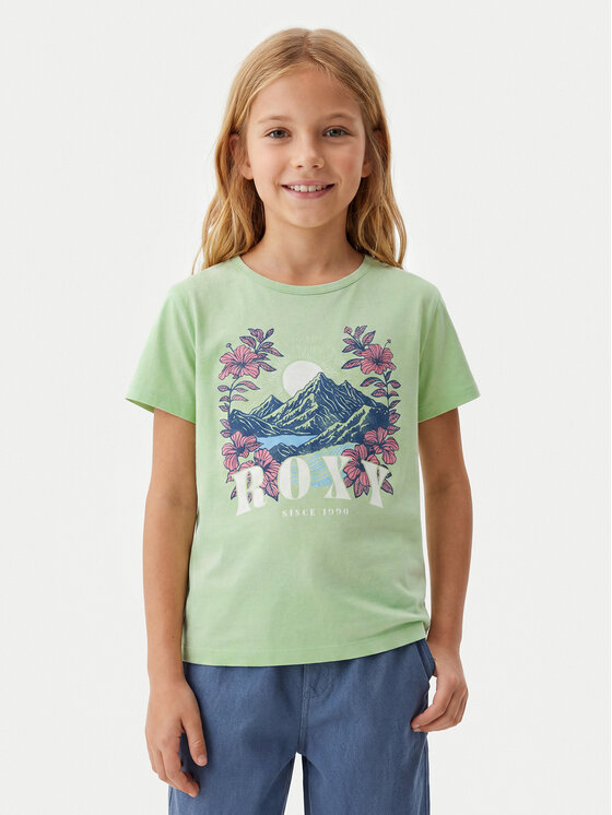 Roxy T-Shirt Lily Vintage ERGZT04140 Zielony Regular Fit