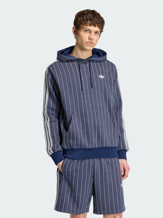 adidas Bluza Pinstripes Hoodie KR9704 Granatowy Regular Fit