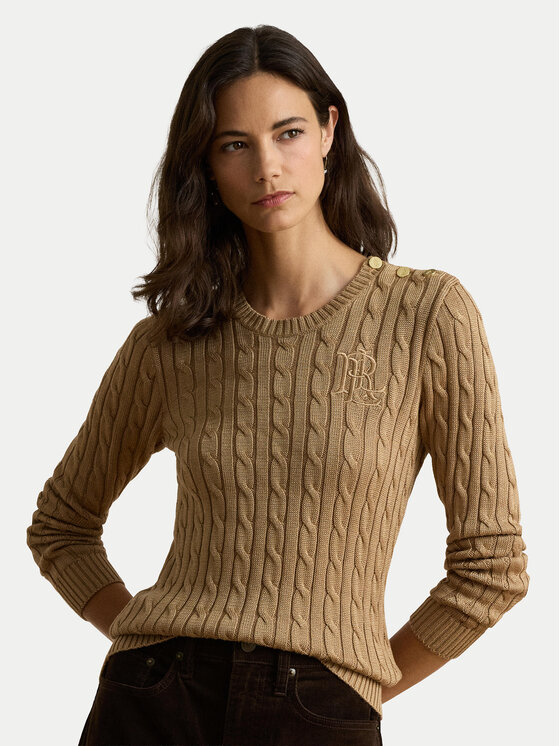 LAUREN RALPH LAUREN Sweter 200P14039500 Beżowy ciemny Regular Fit