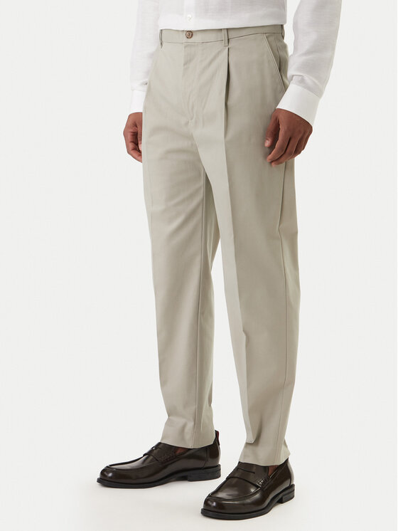 Calvin Klein Chinosy LV04LE612G Beżowy Tapered Fit
