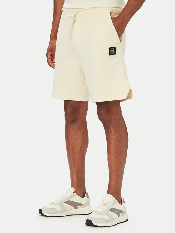 HUGO Szorty materiałowe Despen_RB 50559712 Écru Relaxed Fit