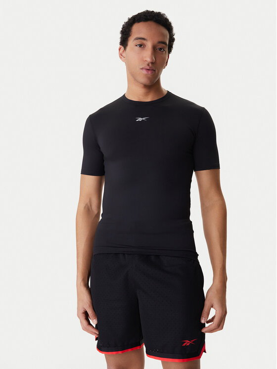 Reebok Koszulka techniczna RK25599CCM Czarny Slim Fit