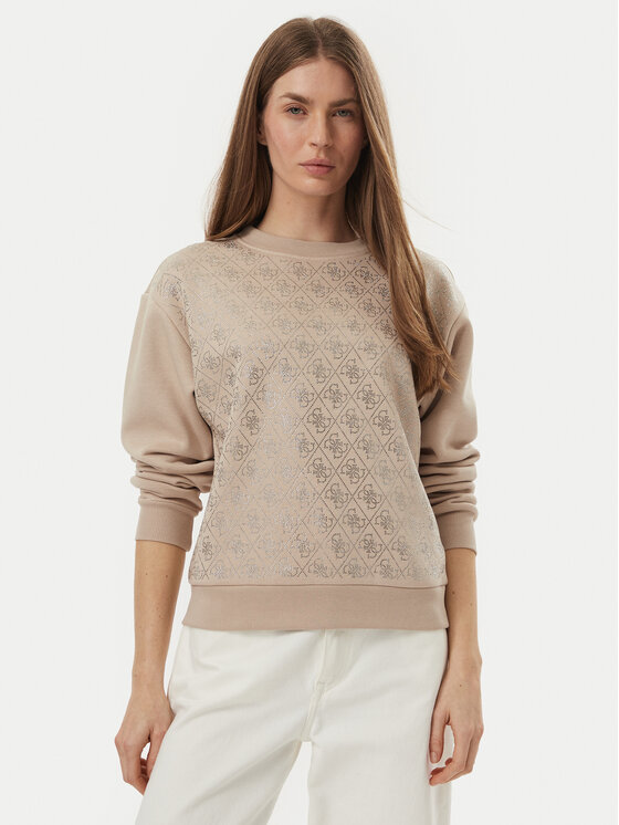 Guess Bluza W6BQ14 K6060 Beżowy Regular Fit