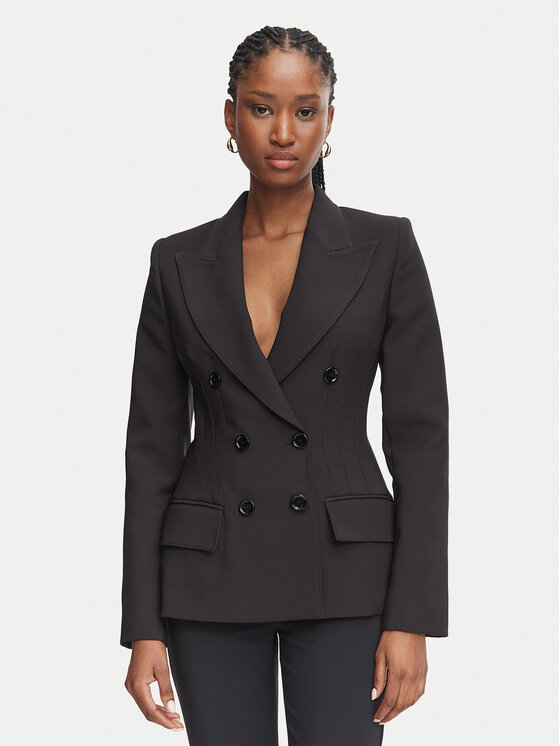 Elisabetta Franchi Marynarka GI-257-66E2-V690 Czarny Slim Fit