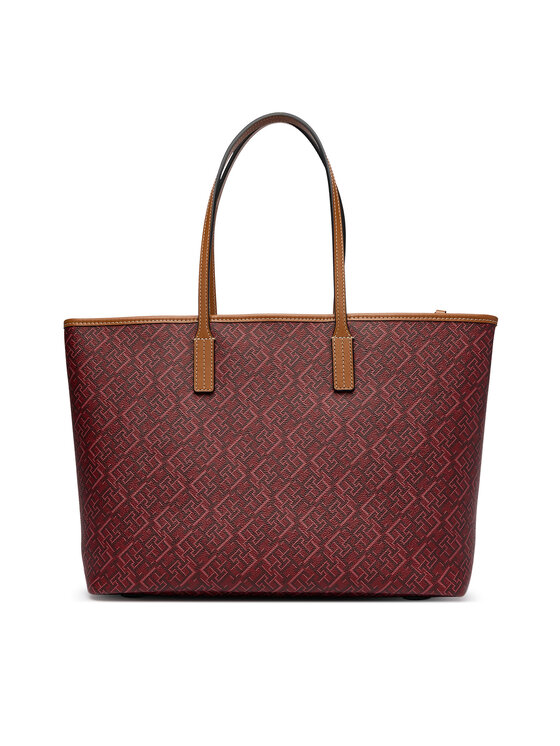 Tommy Hilfiger Torebka Th Monoplay Tote Le AW0AW17416 Czerwony ciemny