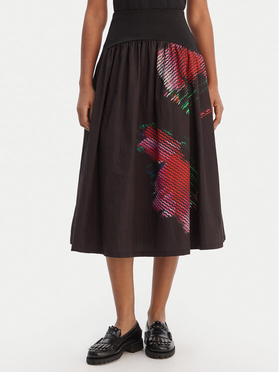 Desigual Spódnica midi 26SWFW02 Czarny Regular Fit