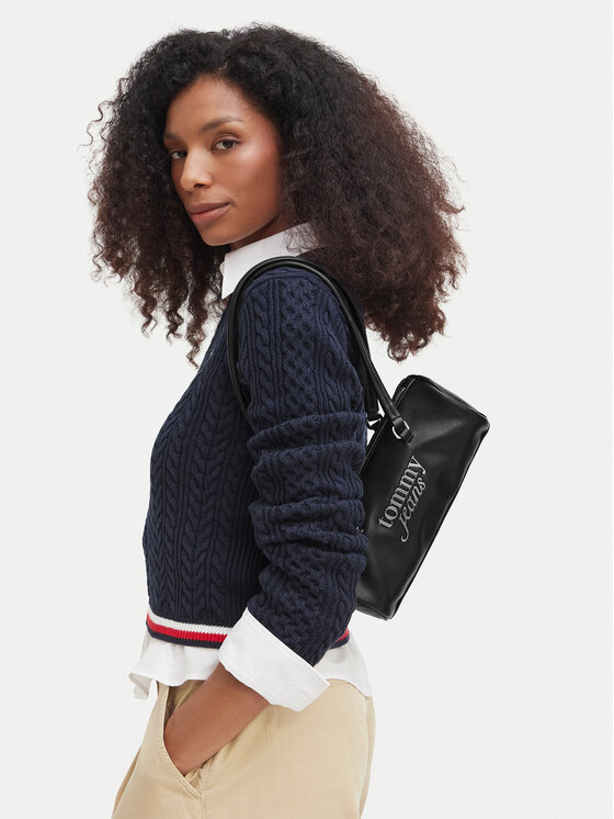 Tommy Jeans Torebka Tjw Bold Script Shoulder Barrel AW0AW19055 Czarny