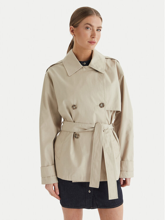 Calvin Klein Trencz LV044B540G Beżowy Regular Fit