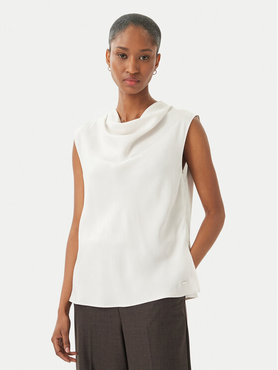 Calvin Klein Bluzka LV044F161G Biały Regular Fit