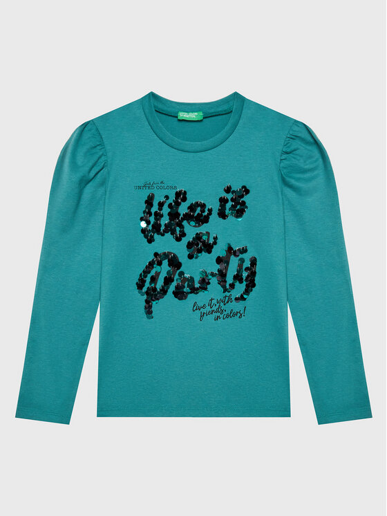 United Colors Of Benetton Bluzka 3YN4C108T Zielony Regular Fit
