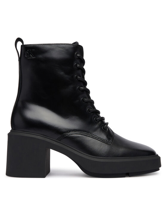 Calvin Klein Trzewiki Block Heel Ank Boot Laceup Lth HW0HW03174 Czarny