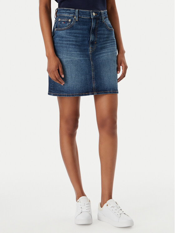 Tommy Jeans Spódnica jeansowa DW0DW22714 Niebieski Straight Fit
