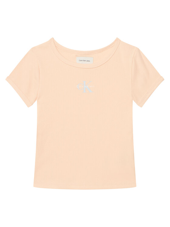Calvin Klein Jeans T-Shirt Monologo LVCKSJB11G Pomarańczowy jasny Regular Fit