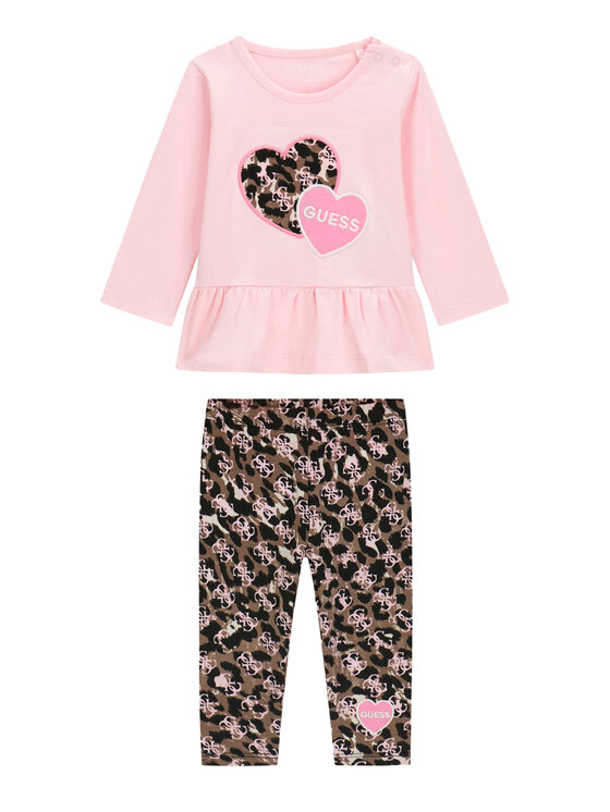 Guess Komplet bluzka i legginsy A6YG02 K3896 Różowy jasny Regular Fit