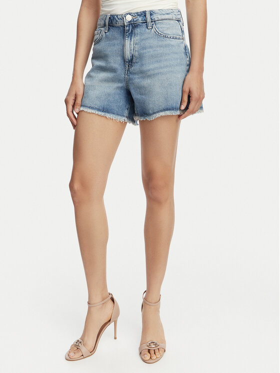 Guess Szorty jeansowe W6GD74 D0726 Niebieski Regular Fit