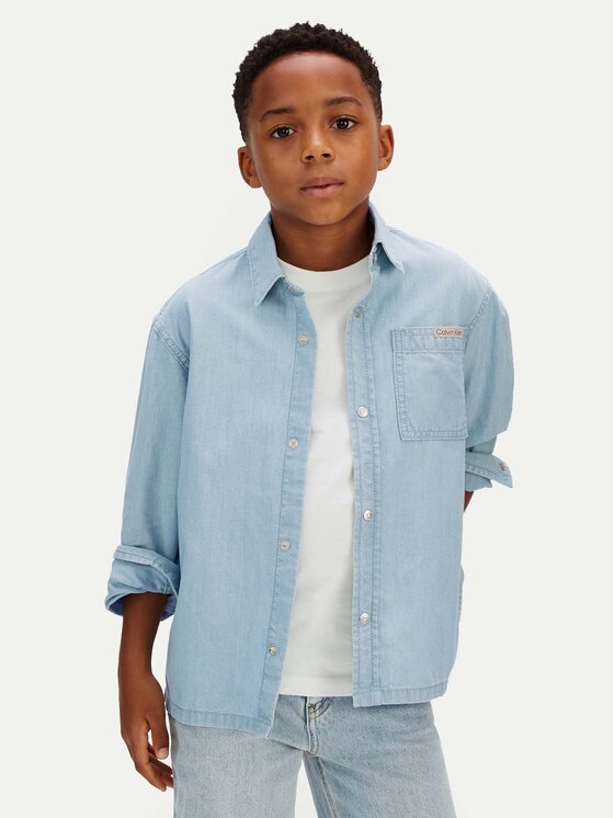 Calvin Klein Jeans Koszula jeansowa LVCKSJB30B Niebieski Regular Fit