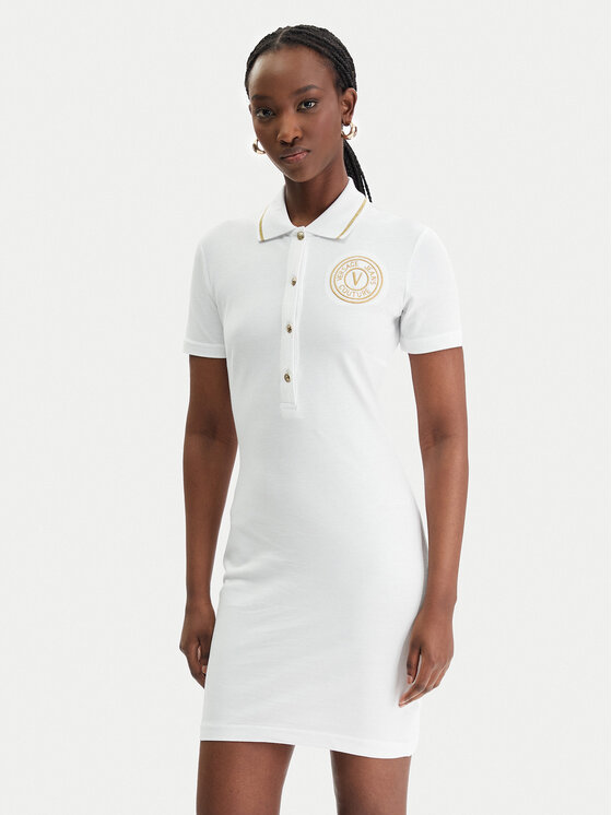 Versace Jeans Couture Sukienka codzienna 80HAOT03 CJ01T Biały Slim Fit