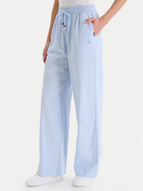 Nautica Spodnie materiałowe W126-NALTR-1020-23X Błękitny Wide Leg