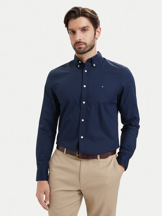 Tommy Hilfiger Koszula Pop Small MW0MW43321 Granatowy Regular Fit