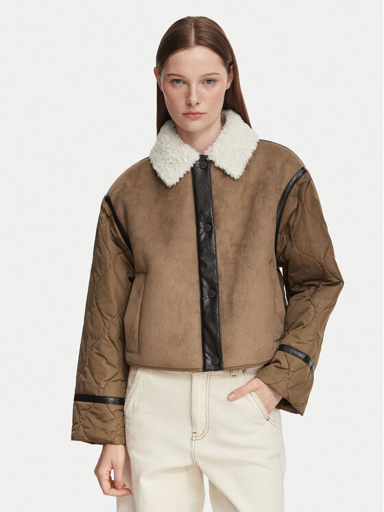 Weekend Max Mara Kożuch sztuczny Gessati 2625486011 Brązowy jasny Regular Fit