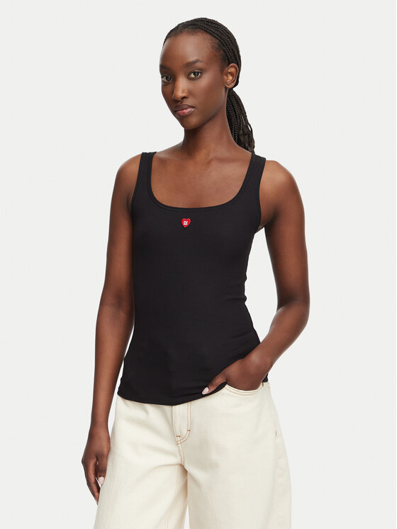 HUGO Top Heart 50566824 Czarny Regular Fit