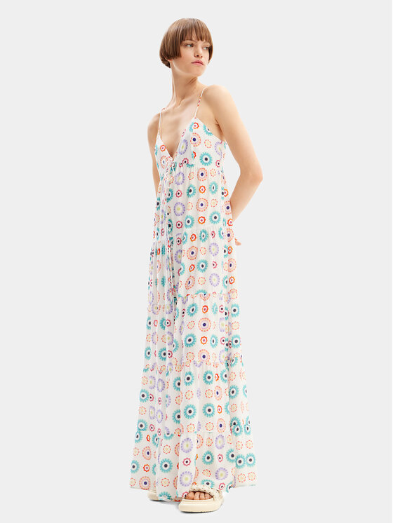 Desigual Sukienka letnia Galactica 24SWVW06 Biały Regular Fit