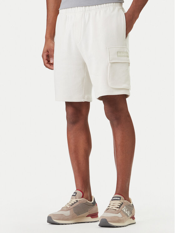 Napapijri Szorty sportowe N-Box Logo Cargo NP0A4I59 Biały Regular Fit
