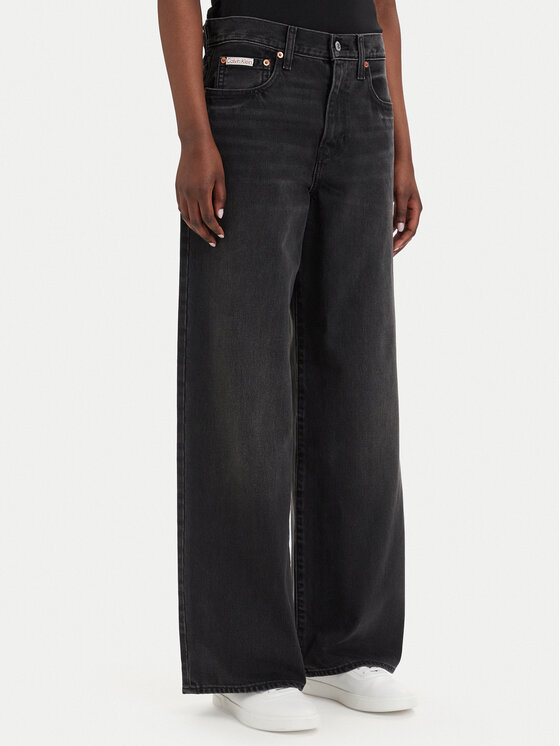 Calvin Klein Jeans Jeansy LV047E700G Czarny Wide Leg